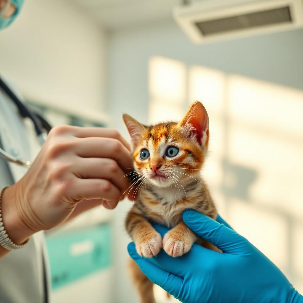 Tierarzt untersucht eine Katze